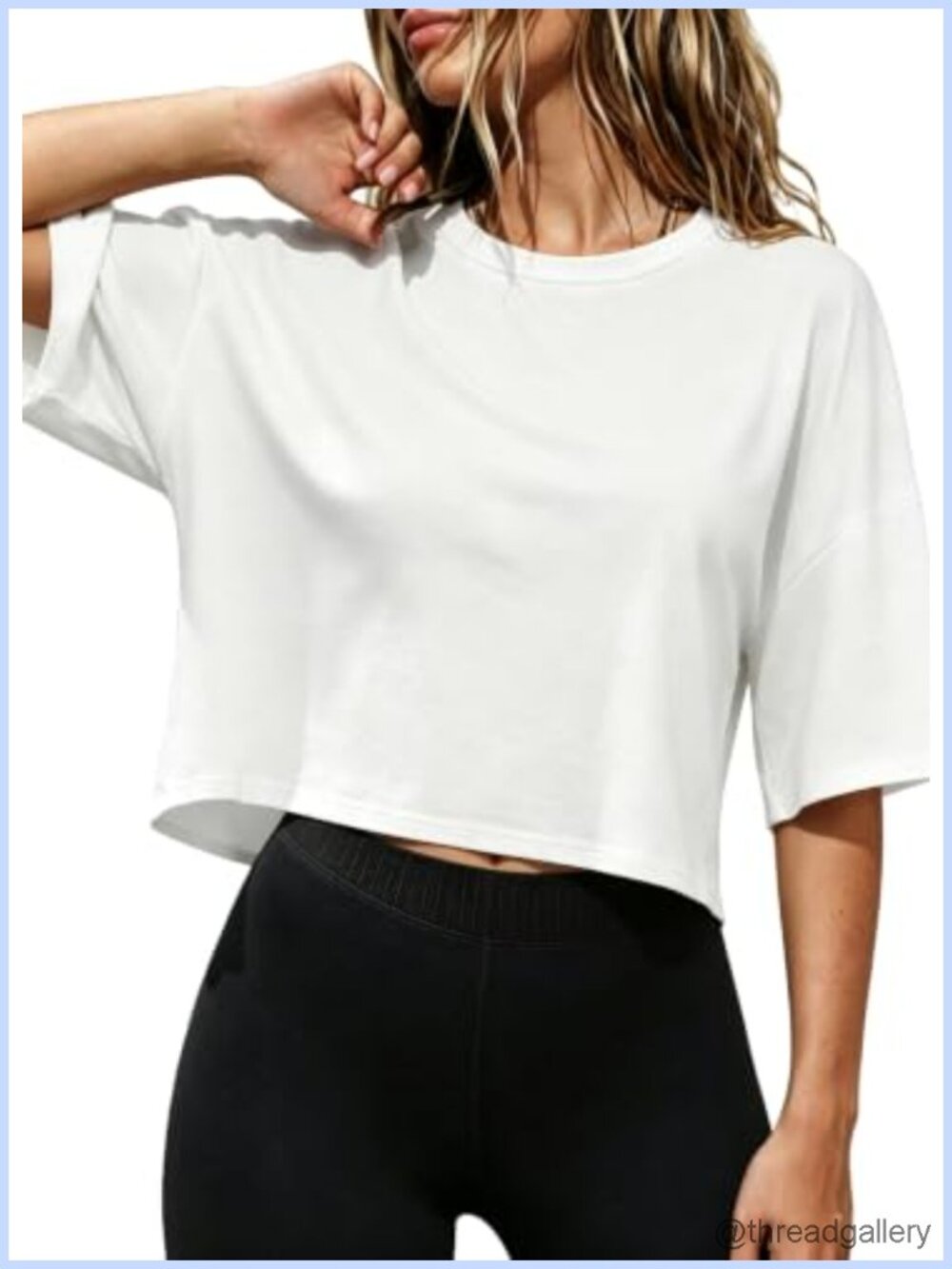 Women's Crop Top Half Sleeve Loose Fit Summer Tee